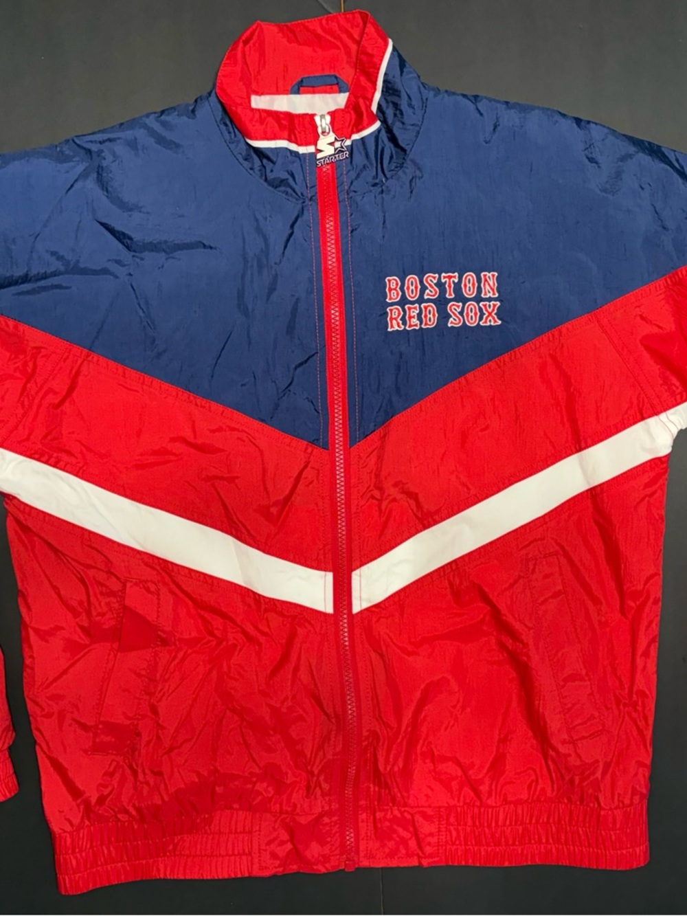 STARTER Boston Red Sox Colorblock Windbreaker Jacket - Red & Blue